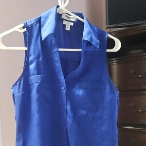 Express Women's Vibrant Blue Button-Up Blouse